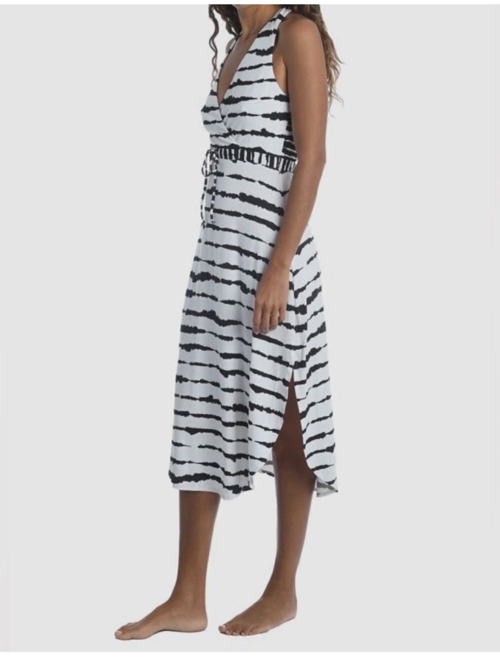 La Blanca Elemental Midi Swim Cover Dress NWT Large Tie Dye Stripe Resort Beach